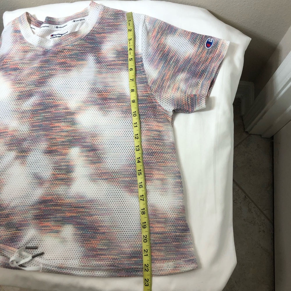 Champion Women Campus Lightweight Printed Mesh Drawstring Short Sleeve T-Shirt L - Picture 14 of 16